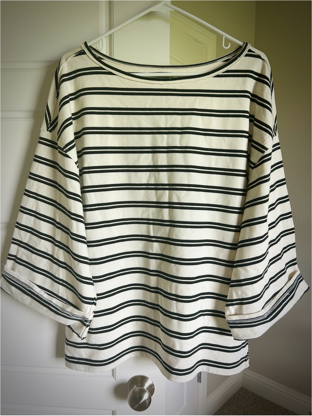 Free People We The Free C'est La Vie Striped T Shirt Top Cotton Black White M - Picture 2 of 15